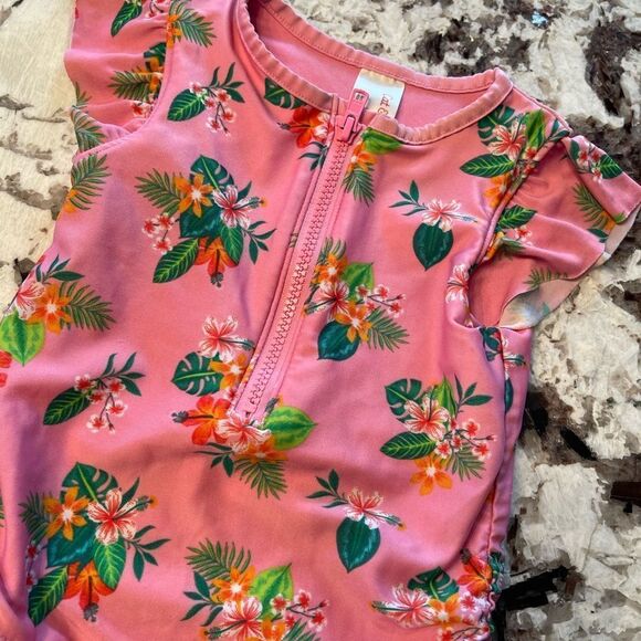 Cat & Jack One Piece Pink Floral Tie side Swim 3T - Picture 8 of 10